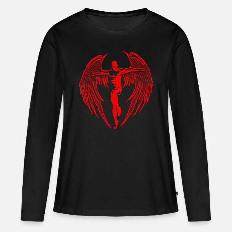 2reborn Angel Angel wings ali d'angelo Devil Teufe - Maglia a maniche lunghe ecologica premium da donna - nero