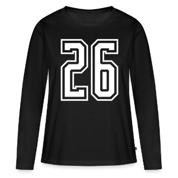 26 Numéro de numéro - T-shirt manches longues Premium bio Femme - noir - Devant - Julia (174cm)