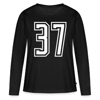 37 Numéro de numéro - T-shirt manches longues Premium bio Femme - noir - Devant - Julia (174cm)