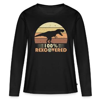 Foi Sobriété Vie sobre Dépendance T-Rex - T-shirt manches longues Premium bio Femme - noir - Devant - Julia (174cm)