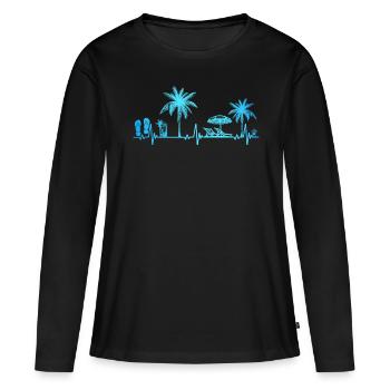 Heartbeat Palm Tree Glass Flipp Flop Summer Lover - T-shirt manches longues Premium bio Femme - noir - Devant - Julia (174cm)