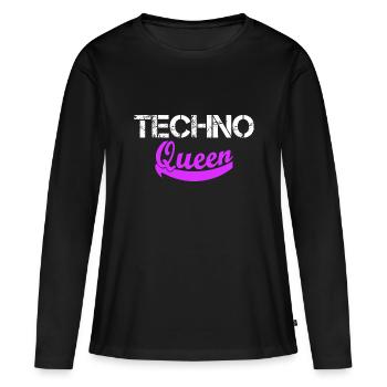 Techno Queen Rave Electro - Frauen Premium Bio Langarmshirt - Schwarz - Vorne - Julia (174cm)