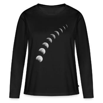 Lune phase cadeau lune croissant de lune pleine lune nuit - T-shirt manches longues Premium bio Femme - noir - Devant - Julia (174cm)