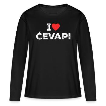 I Love Cevapi - I Heart Cevapi - Balkan Food - T-shirt manches longues Premium bio Femme - noir - Devant - Julia (174cm)