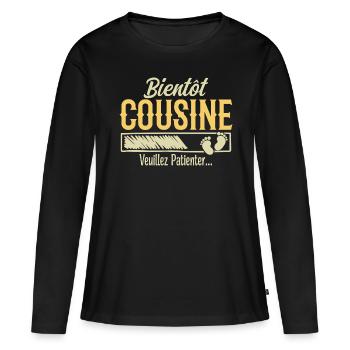 Futur cousin - T-shirt manches longues Premium bio Femme - noir - Devant - Julia (174cm)