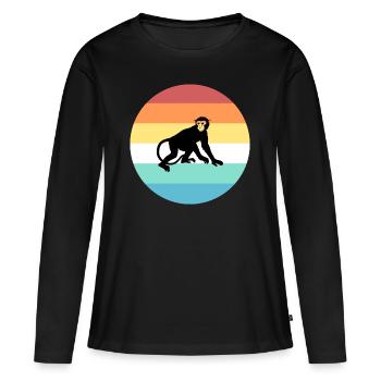 singe - T-shirt manches longues Premium bio Femme - noir - Devant - Julia (174cm)