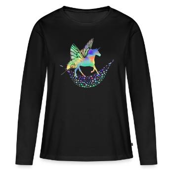Einhorn Fabelwesen - Frauen Premium Bio Langarmshirt - Schwarz - Vorne - Julia (174cm)