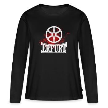 Erfurt - Frauen Premium Bio Langarmshirt - Schwarz - Vorne - Julia (174cm)