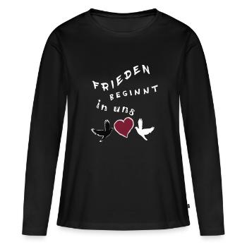 Frieden beginnt in uns - Frauen Premium Bio Langarmshirt - Schwarz - Vorne - Julia (174cm)