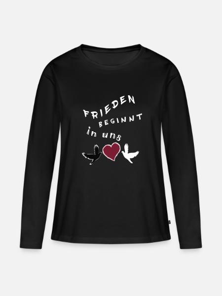 Frieden beginnt in uns - Frauen Premium Bio Langarmshirt - Schwarz