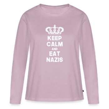 Restez calme et mangez-les, contre la droite, nazis, afd - T-shirt manches longues Premium bio Femme - rose poudré - Devant - Julia (174cm)
