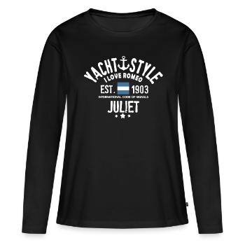 Yacht Style I love Romeo - T-shirt manches longues Premium bio Femme - noir - Devant - Julia (174cm)