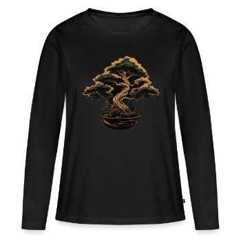Bonsaï dans le noir - T-shirt manches longues Premium bio Femme - noir - Devant - Julia (174cm)