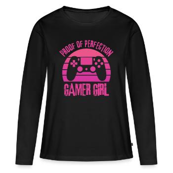 Gamer girl Proof of Perfection - Women's Premium Organic Long Sleeve Shirt - black - Front - Julia (174cm)