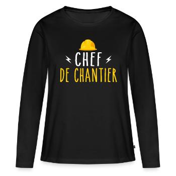 Chef De Chantier - T-shirt manches longues Premium bio Femme - noir - Devant - Julia (174cm)