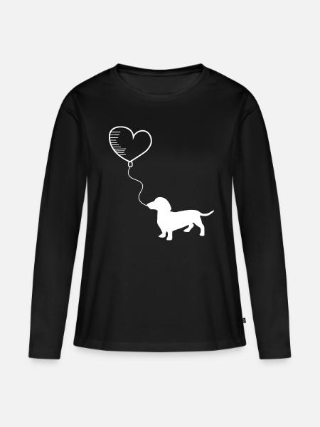 Dackel - Frauen Premium Bio Langarmshirt - Schwarz