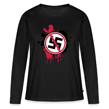 Contre les nazis - T-shirt manches longues Premium bio Femme - noir - Devant - Julia (174cm)