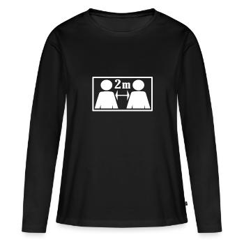 Abstand halten - Frauen Premium Bio Langarmshirt - Schwarz - Vorne - Julia (174cm)