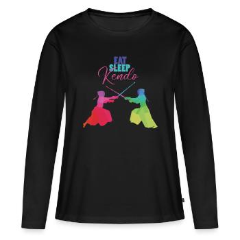 Kendo - T-shirt manches longues Premium bio Femme - noir - Devant - Julia (174cm)
