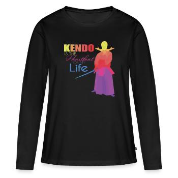 Kendo - T-shirt manches longues Premium bio Femme - noir - Devant - Julia (174cm)