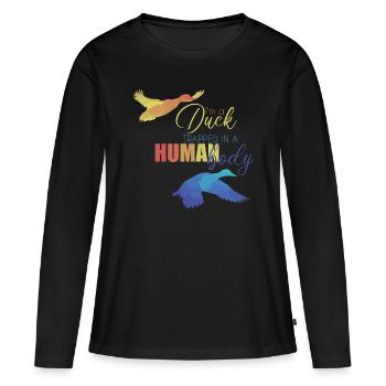 Canard - T-shirt manches longues Premium bio Femme - noir - Devant - Julia (174cm)