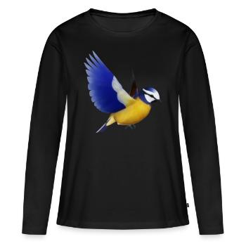 Le vol de la mésange - T-shirt manches longues Premium bio Femme - noir - Devant - Julia (174cm)