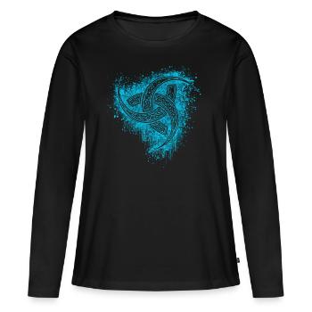 Noeud tribal de tatouage de Viking Odin Thor Viking - T-shirt manches longues Premium bio Femme - noir - Devant - Julia (174cm)