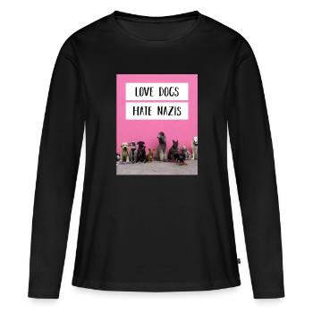 Dire anti-nazi - T-shirt manches longues Premium bio Femme - noir - Devant - Julia (174cm)
