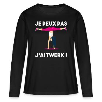cadeau original femme twerk danse danseuse drôle - T-shirt manches longues Premium bio Femme - noir - Devant - Julia (174cm)