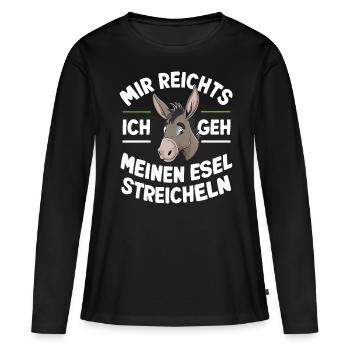 Esel Eselchen Maultier Muli - Frauen Premium Bio Langarmshirt - Schwarz - Vorne - Julia (174cm)