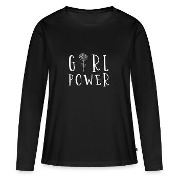 Cadeau de dictée féministe Girl Power Rose - T-shirt manches longues Premium bio Femme - noir - Devant - Julia (174cm)
