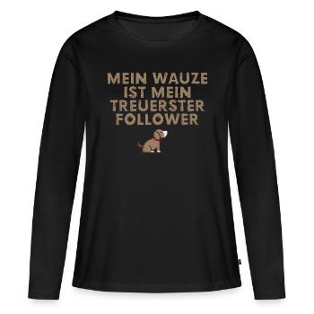 Blogger - Mein Wauze Ist Mein Treuerster Follower - Frauen Premium Bio Langarmshirt - Schwarz - Vorne - Julia (174cm)