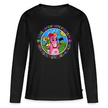 Love Candy Hate Fascism - Women's Premium Organic Long Sleeve Shirt - black - Front - Julia (174cm)