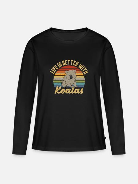 Koala Retro Das Leben Ist Besser Mit Koalas - Frauen Premium Bio Langarmshirt - Schwarz