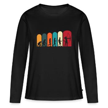 Bogenschiessen Bogensport Bogenschütze Evolution - Frauen Premium Bio Langarmshirt - Schwarz - Vorne - Julia (174cm)