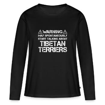 Terrier tibétain Terrier tibétain - T-shirt manches longues Premium bio Femme - noir - Devant - Julia (174cm)