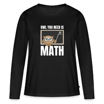 Mathe Eule Lehrer Lehrerin Mathelehrer Mathematik - Frauen Premium Bio Langarmshirt - Schwarz - Vorne - Julia (174cm)