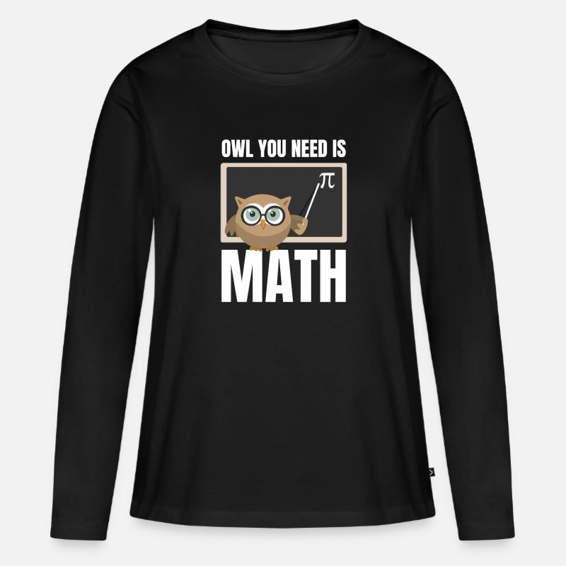 Mathe Eule Lehrer Lehrerin Mathelehrer Mathematik - Frauen Premium Bio Langarmshirt - Schwarz