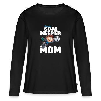 Proud Goalkeeper Mom Torhüter Mama - Frauen Premium Bio Langarmshirt - Schwarz - Vorne - Julia (174cm)