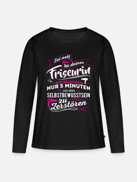 Friseurin Frisörin Haare - Frauen Premium Bio Langarmshirt - Schwarz