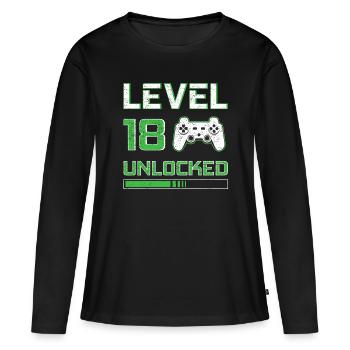 18 Birthday Gamer Level 18 unlocked Gift - Women's Premium Organic Long Sleeve Shirt - black - Front - Julia (174cm)