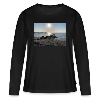 Mer Baltique avec soleil - T-shirt manches longues Premium bio Femme - noir - Devant - Julia (174cm)