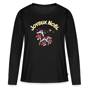 Joyeux Noël les copines - T-shirt manches longues Premium bio Femme - noir - Devant - Julia (174cm)