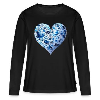 Kunst Herz Liebe Liebesbeweis Gefühle - Frauen Premium Bio Langarmshirt - Schwarz - Vorne - Julia (174cm)