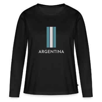 Flagge von Argentinien, Argentinischer Stolz - Frauen Premium Bio Langarmshirt - Schwarz - Vorne - Julia (174cm)