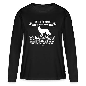 Coole Schäferhund Mama - Frauen Premium Bio Langarmshirt - Schwarz - Vorne - Julia (174cm)