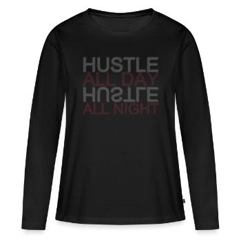 Travail hustle - T-shirt manches longues Premium bio Femme - noir - Devant - Julia (174cm)