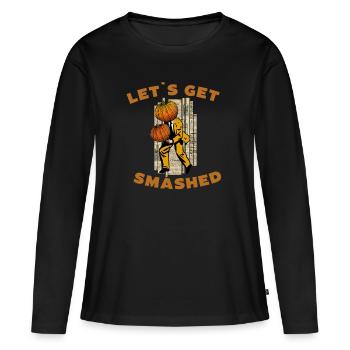 Let's Get Smashed Vintage Pumpkin #2 - Frauen Premium Bio Langarmshirt - Schwarz - Vorne - Julia (174cm)
