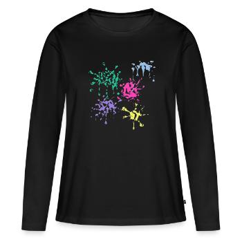 Taches de couleur - T-shirt manches longues Premium bio Femme - noir - Devant - Julia (174cm)