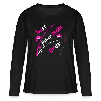 Beste Fischermutter aller Zeiten - Frauen Premium Bio Langarmshirt - Schwarz - Vorne - Julia (174cm)